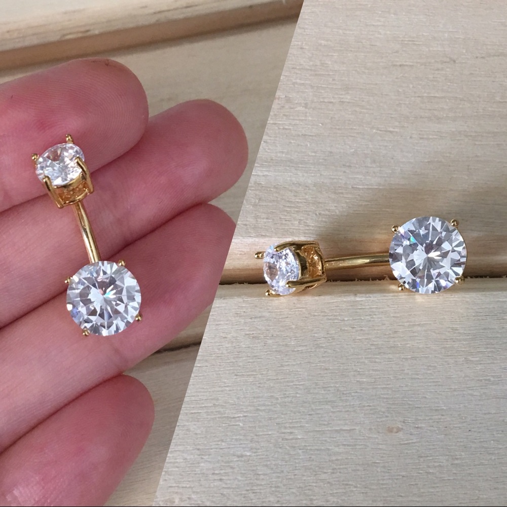 Gold Princess Prong Belly Button Ring